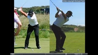 Jon Rahm golf swing  Long Iron faceon amp downtheline July 2017 [upl. by Darwen]