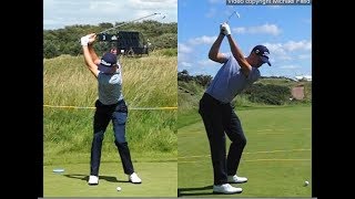 Justin Thomas golf swing  Long Iron faceon amp downtheline July 2017 [upl. by Domph123]