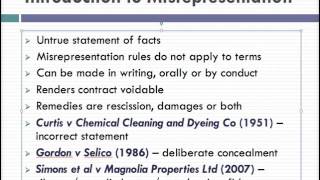 Misrepresentation Lecture 1 of 4 [upl. by Samuella787]